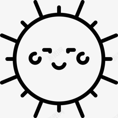 微笑的太阳生态线工艺线条图标图标