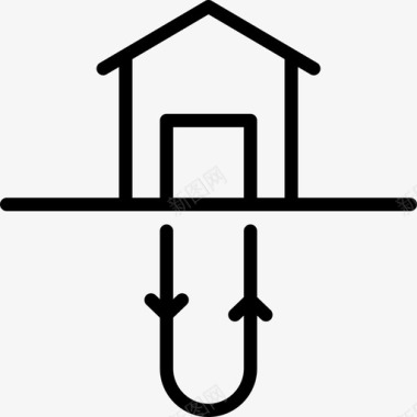 铅笔线地热能生态线工艺直线图标图标