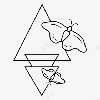 三角形和蝴蝶装饰纹身图标图标