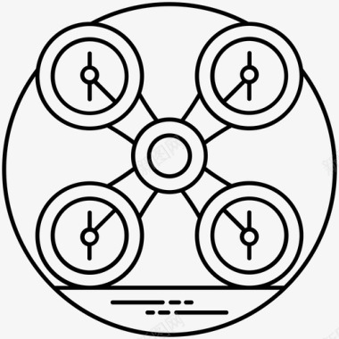科技灰背景四旋翼直升机多旋翼直升机四旋翼无人机图标图标