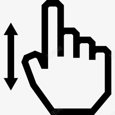 一个手指垂直滑动触摸手势轮廓图标图标