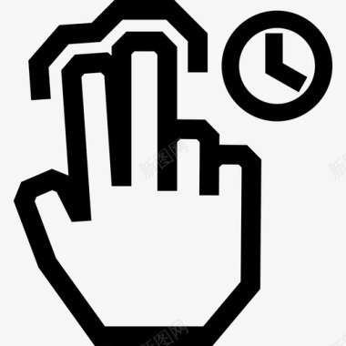 两个手指轻拍并保持触摸触摸手势轮廓图标图标