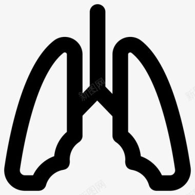 肺粗体轮廓医学元素2粗体圆形图标图标