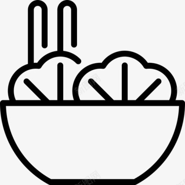 沙拉碗烧烤线工艺线状图标图标