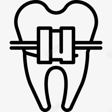 带牙套医疗牙医工具和牙齿的牙齿图标图标