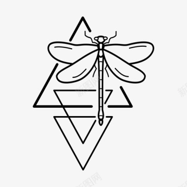 蜻蜓和三角形装饰图标图标