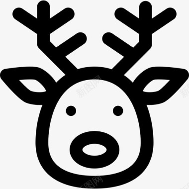 鹿头圣诞庆典轮廓直线型图标图标