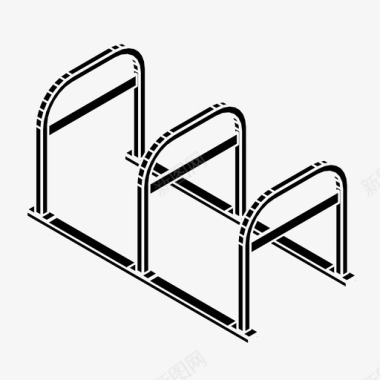 易碎物自行车架自行车锁图标图标