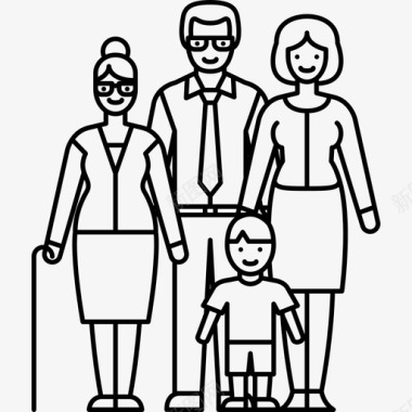 夫妻夫妇已婚夫妇有外婆和孩子人家庭是直系的图标图标