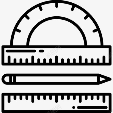 直尺线性详细高中元素线性图标图标