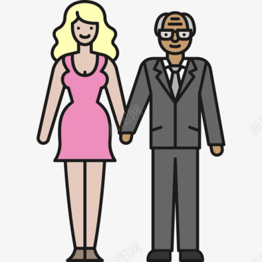 夫妇夫妇人线性颜色家庭图标图标