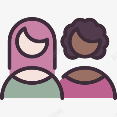女性线性妇女节元素线性颜色图标图标