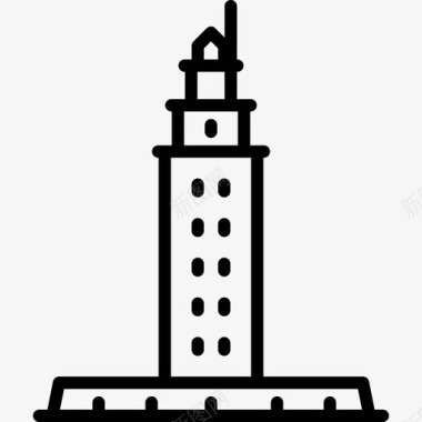 西班牙科鲁瓦大力神灯塔塔直线型图标图标
