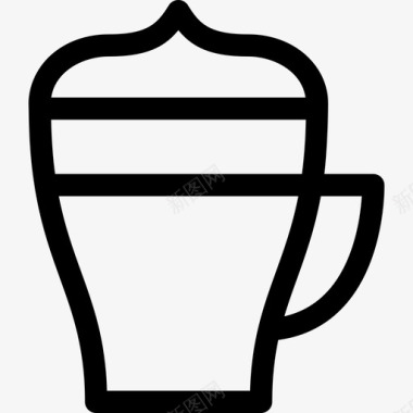 卡布奇诺咖啡杯直线型图标图标