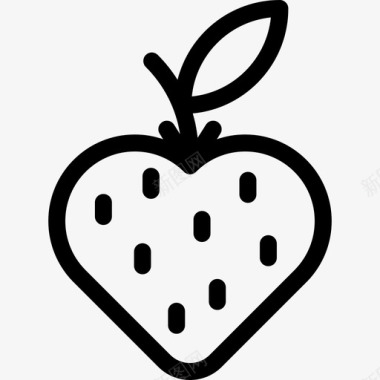 草莓心形状圣瓦伦丁节直线图标图标