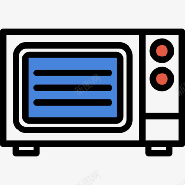 微波炉微波炉线性彩色客房元素线性颜色图标图标