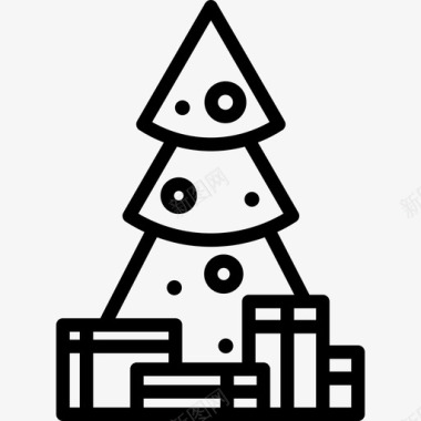 圣诞树圣诞树下的礼物圣诞和玩具直系的图标图标