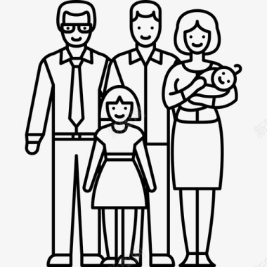 夫妻夫妇有三个孩子的已婚夫妇有直系亲属图标图标
