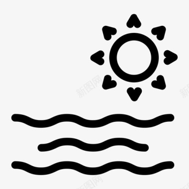 太阳大海水图标图标