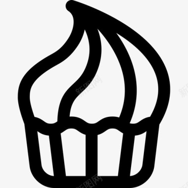 奶油纸杯蛋糕面包店直系图标图标