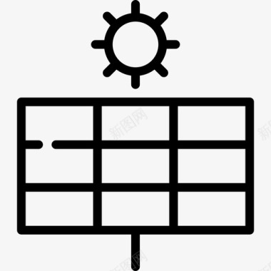 太阳能生态线船直线图标图标
