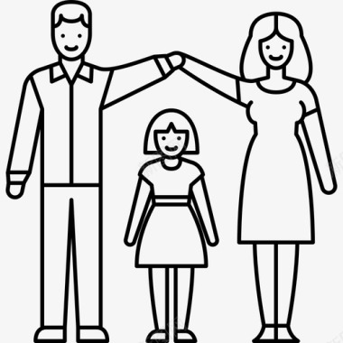已婚夫妇与领养的女孩人家庭直系图标图标