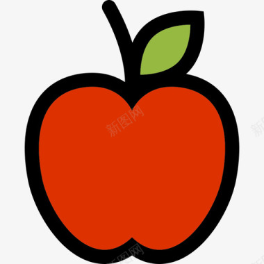 苹果食物线性色彩健身元素图标图标