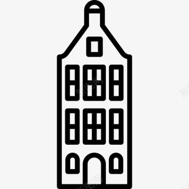 荷兰式住宅建筑群线性图标图标
