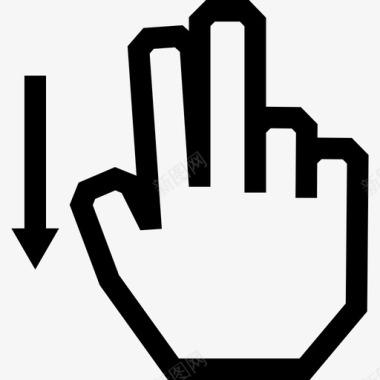 两个手指向下滑动触摸触摸手势轮廓图标图标