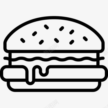 烹饪汉堡包烹饪线工艺线性图标图标