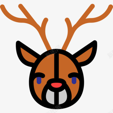 鹿动物线性圣诞装饰品图标图标