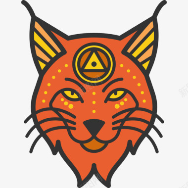 山猫动物直系颜色人种动物图标图标