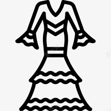 服饰西班牙传统元素直线型图标图标