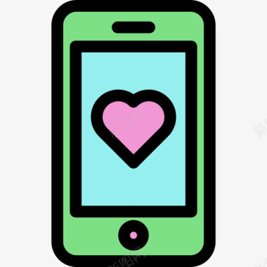 智能手机科技线性彩色爱情套装图标图标
