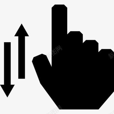 大手指一个手指垂直滚动触摸手势图标图标