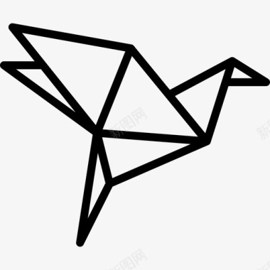 折纸鸟手工艺品线状图标图标