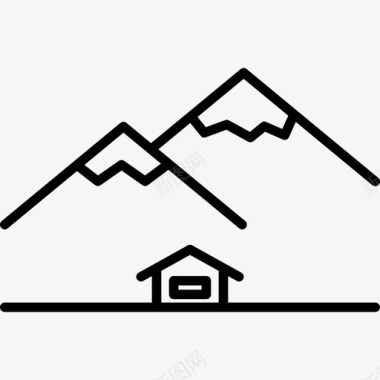 小屋建筑物滑雪站线路船图标图标