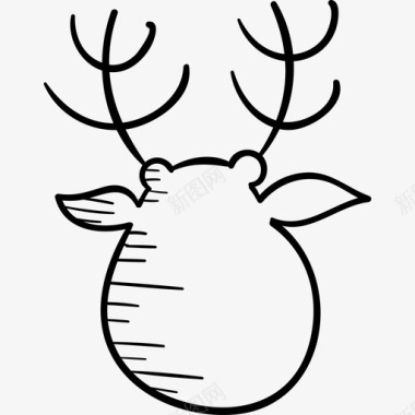驯鹿圣诞手绘黑色图标图标