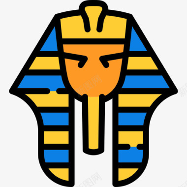 色彩矢量图法老线性古埃及元素线性色彩图标图标