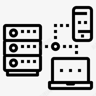 卡通数据连接网络计算机连接图标图标