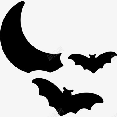 月亮和蝙蝠万圣节派对图标图标
