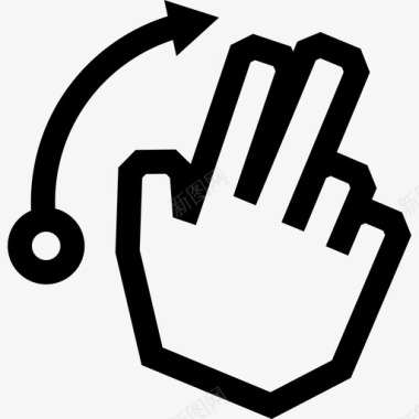 两个手指向右弹触摸触摸手势轮廓图标图标