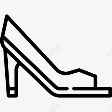 露趾鞋和船线工艺直线图标图标