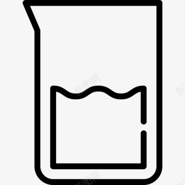 带液体的烧杯实验室设备线性图标图标