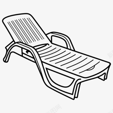 塑料折叠椅太阳床折叠椅躺椅图标图标