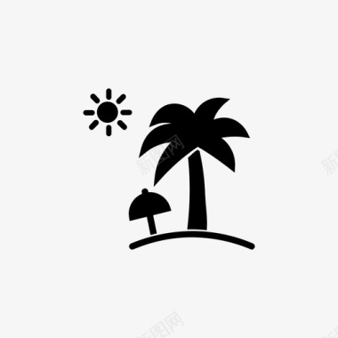 暑假班海滩椰树假日图标图标