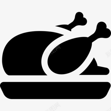 烤火鸡食物感恩节馅料图标图标