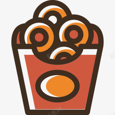 洋葱圈食品线性颜色食品套装图标图标
