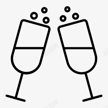 香槟酒杯狂欢节派对图标图标