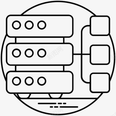 矢量木质仓库数据库架构数据挖掘和模式数据仓库图标图标